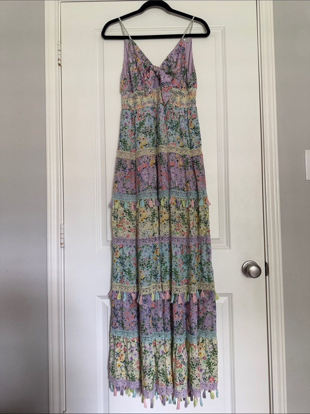 Alice + Olivia Pastel Floral Tiered Maxi Dress